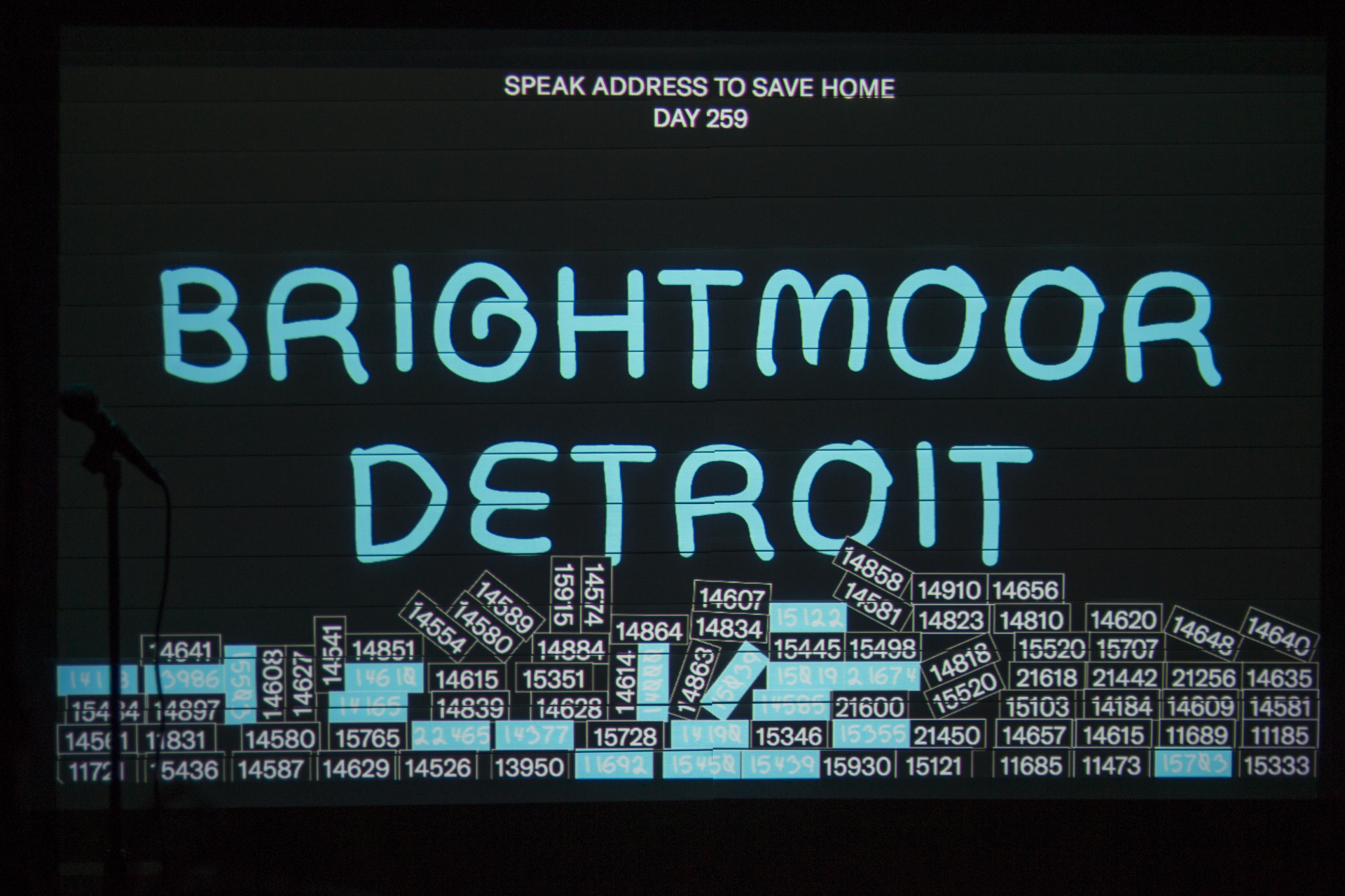 LCD projection of Brightmoor Detroit screen