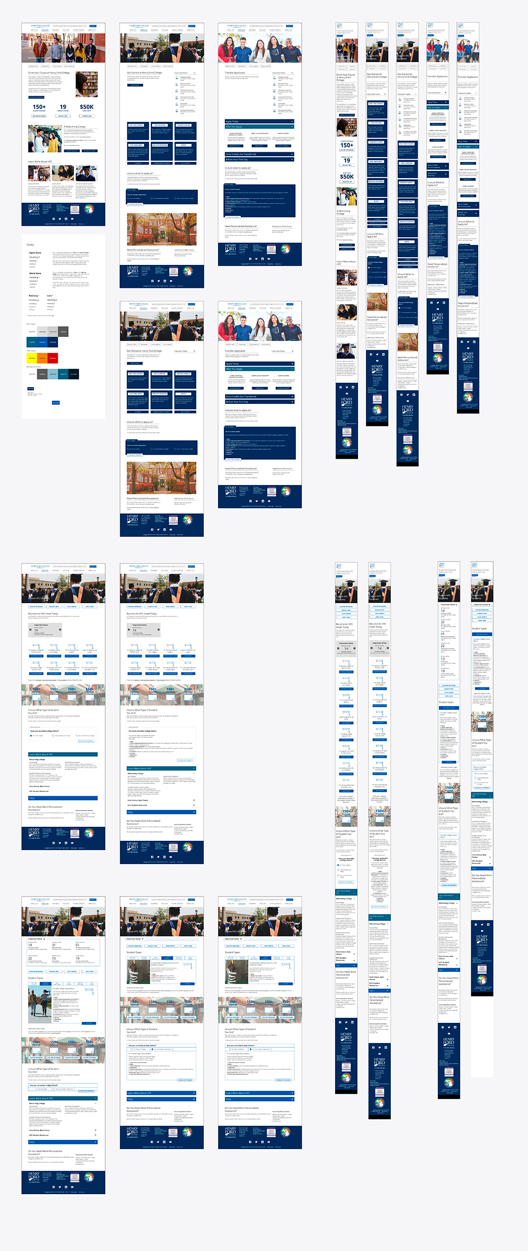 Desktop and mobile UX and UI process for HFC Admisions